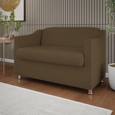Sofá Namoradeira Sala De Espera Suede – Balaqui Decor Cor:marrom