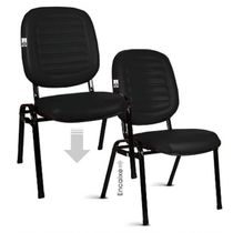 02 Cadeiras Empilhável Para Igrejas Evangélicas Linha Holy Preto