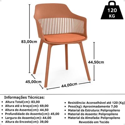 Kit 8 Cadeiras De Jantar Estofada Marcela - Marrom