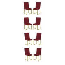 Kit 8 Cadeiras Estofadas Base De Ferro Para Mesa De Jantar Marsala