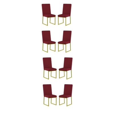 Kit 8 Cadeiras Estofadas Base De Ferro Para Mesa De Jantar Marsala