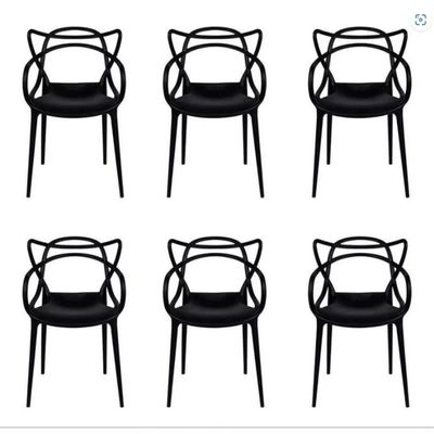 Conjunto Com 6 Cadeiras Allegra Preta Polipropileno Salna