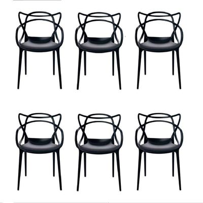 Conjunto Com 6 Cadeiras Allegra Preta Polipropileno Salna