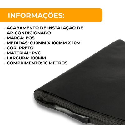 Fita Pvc Sem Adesivo 100mm X 10m Preta 1 Unidade