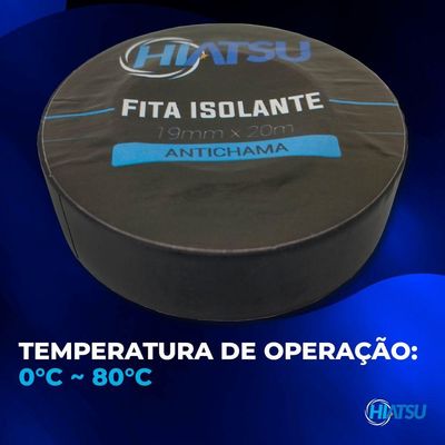 Fita Isolante Antichama 0,13mm X 19mm X 20m Cor Preta Hiatsu 1 Unidade