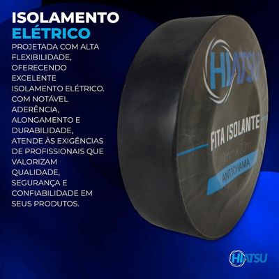 Fita Isolante Antichama 0,13mm X 19mm X 20m Cor Preta Hiatsu 1 Unidade