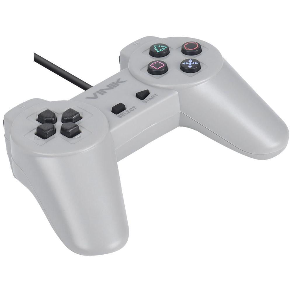 Controle Pc Usb Ps1-playstation 1 Cinza - Retrô - Vinik Play 1 Cinza