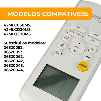 Controle Remoto Ar-condicionado Estilo Midea 30.000 Btus Rg57b-bge único