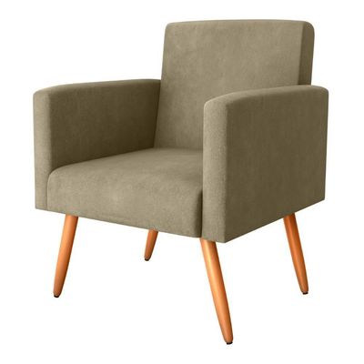 Poltrona Decorativa Para Sala Luan Veludo Turkey Cappuccino