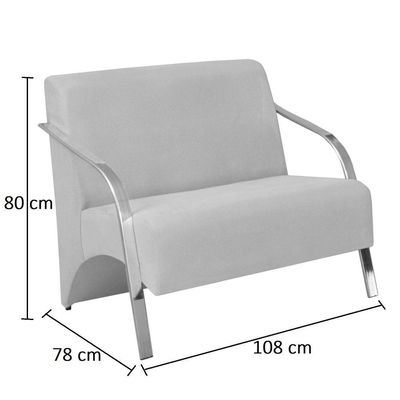 Conjunto Poltronas Vênus Braços Alumínio D Salla Suede Bege