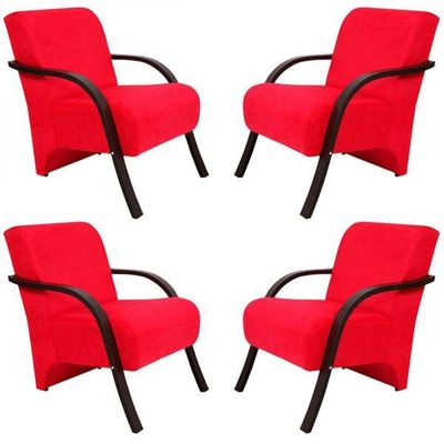Kit 4 Poltronas Vênus 1 Lugar Suede Vermelho