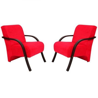 Kit 2 Poltronas Vênus 1 Lugar Suede Vermelho