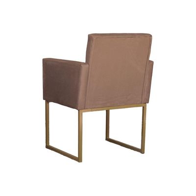 Kit 02 Poltronas Decorativas Klara Base Dourada Em Suede Cappuccino