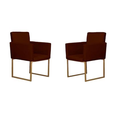 Conjunto 02 Poltronas Para Recepção E Sala Klara Suede Marrom