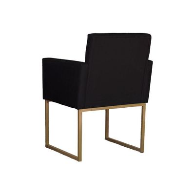 Kit 02 Poltronas Decorativas Klara Base Dourada Em Suede Preto