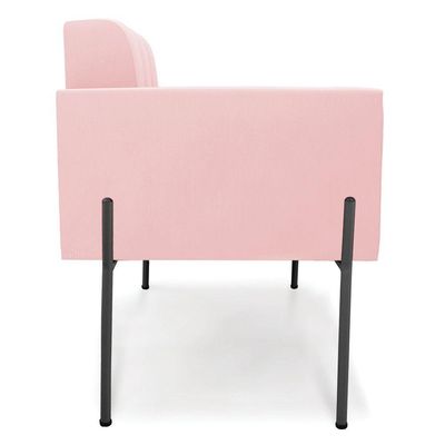 Poltrona Pé De Ferro Preto Para Sala Kit 2 Elisa Suede D03 - D'rossi Cor Rosa Bebê