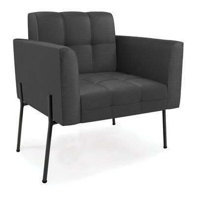 Poltrona Pé De Ferro Preto Para Sala Elisa Corino Preto D03 - D'rossi