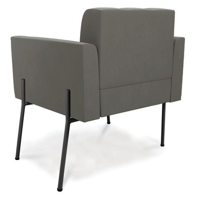 Poltrona Pé De Ferro Preto Para Sala Elisa Suede Grafite D03 - D'rossi