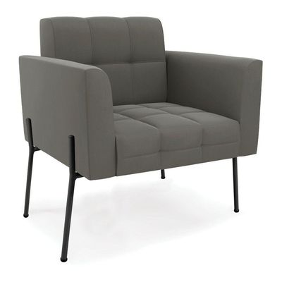 Poltrona Pé De Ferro Preto Para Sala Elisa Suede Grafite D03 - D'rossi