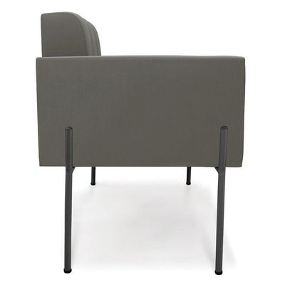 Poltrona Pé De Ferro Preto Para Sala Elisa Suede Grafite D03 - D'rossi