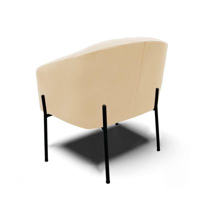 Poltrona Pé De Ferro Preto Kit 2 Stella Suede D03 - D'rossi Cor Bege