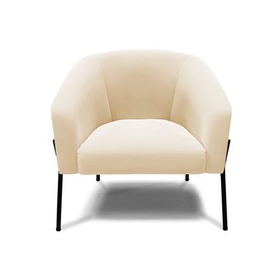 Poltrona Pé De Ferro Preto Kit 2 Stella Suede D03 - D'rossi Cor Bege