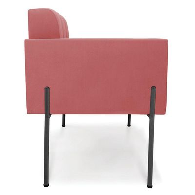 Poltrona Pé De Ferro Preto Para Sala Kit 2 Elisa Suede Rosê D03 - D'rossi