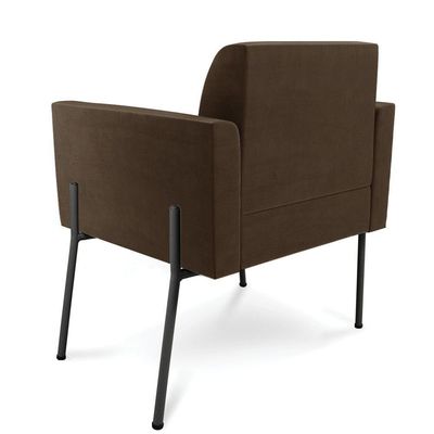 Poltrona Pé De Ferro Preto Para Sala Elisa Suede - D'rossi Cor Marrom