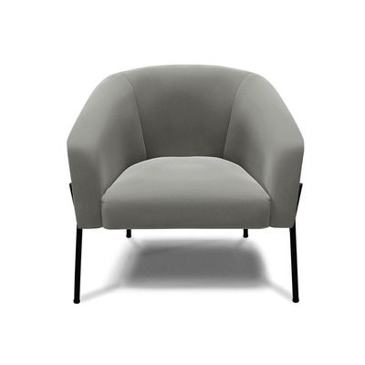Poltrona Pé De Ferro Preto Kit 2 Stella Suede Grafite D03 - D'rossi