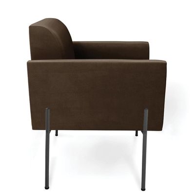 Poltrona Pé De Ferro Preto Para Sala Elisa Suede - D'rossi Cor Marrom