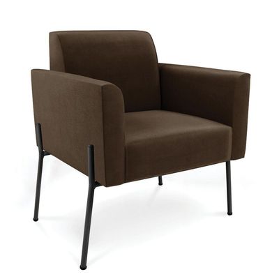 Poltrona Pé De Ferro Preto Para Sala Elisa Suede - D'rossi Cor Marrom