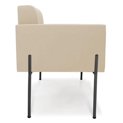 Poltrona Pé De Ferro Preto Para Sala Kit 2 Elisa Suede D03 - D'rossi Cor Bege