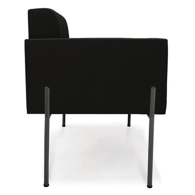 Poltrona Pé De Ferro Preto Para Sala Kit 2 Elisa Suede Preto D03 - D'rossi