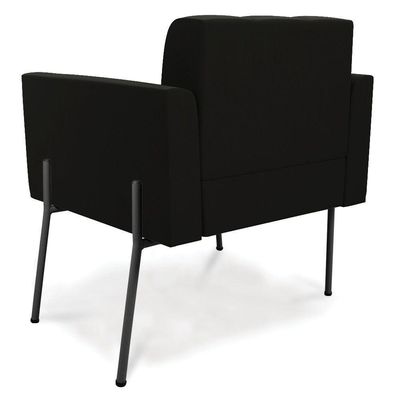 Poltrona Pé De Ferro Preto Para Sala Kit 2 Elisa Suede Preto D03 - D'rossi