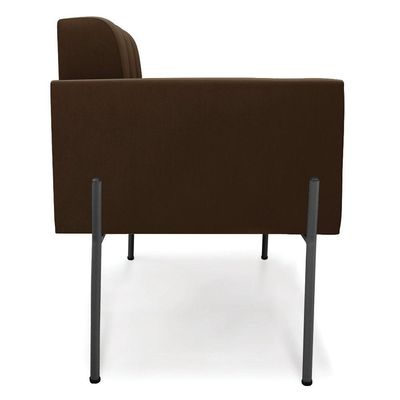 Poltrona Pé De Ferro Preto Para Sala Elisa Suede Marrom D03 - D'rossi
