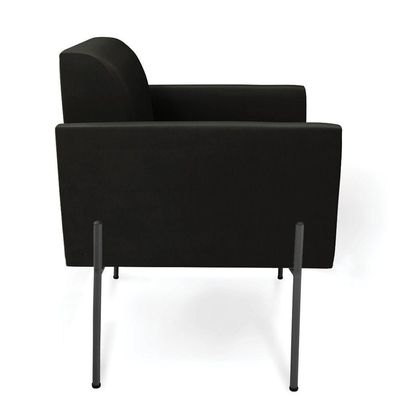 Poltrona Pé De Ferro Preto Para Sala Elisa Suede - D'rossi Cor Preto