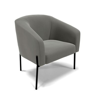 Poltrona Pé De Ferro Preto Sala De Estar Stella Suede Grafite D03 - D'rossi