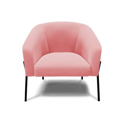Poltrona Pé De Ferro Preto Kit 2 Stella Suede D03 - D'rossi Cor Rose