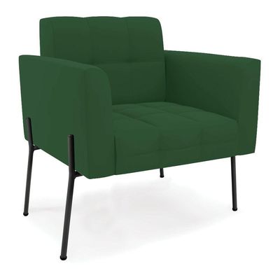 Poltrona Pé De Ferro Preto Para Sala Elisa Veludo Verde D03 - D'rossi