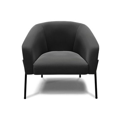 Poltrona Pé De Ferro Preto Sala De Estar Stella Suede Preto D03 - D'rossi