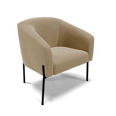 Poltrona Pé De Ferro Preto Sala De Estar Stella Suede Marrom Rato D03 - D'rossi