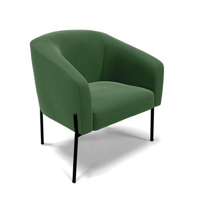 Poltrona Pé De Ferro Preto Sala De Estar Stella Suede Verde D03 - D'rossi