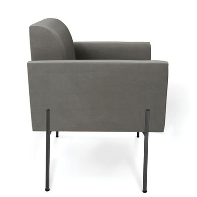 Poltrona Pé De Ferro Preto Para Sala Elisa Suede - D'rossi Cor Grafite