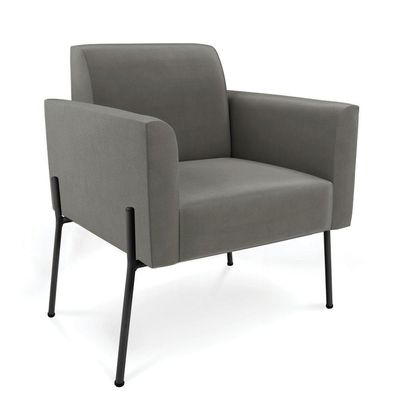 Poltrona Pé De Ferro Preto Para Sala Elisa Suede - D'rossi Cor Grafite