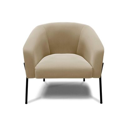 Poltrona Pé De Ferro Preto Kit 2 Stella Suede D03 - D'rossi Cor Marrom Rato