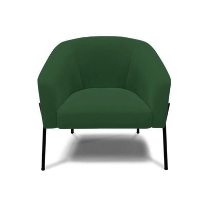 Poltrona Pé De Ferro Preto Kit 2 Stella Veludo Verde D03 - D'rossi