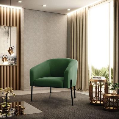 Poltrona Pé De Ferro Preto Kit 2 Stella Suede D03 - D'rossi Cor Verde