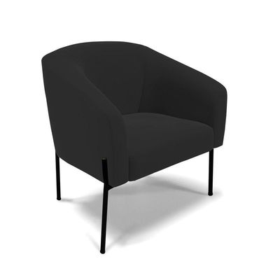 Poltrona Pé De Ferro Preto Sala De Estar Stella Veludo Preto D03 - D'rossi