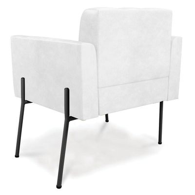 Poltrona Pé De Ferro Preto Para Sala Elisa Corano D03 - D'rossi Cor Branco