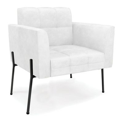 Poltrona Pé De Ferro Preto Para Sala Elisa Corano D03 - D'rossi Cor Branco